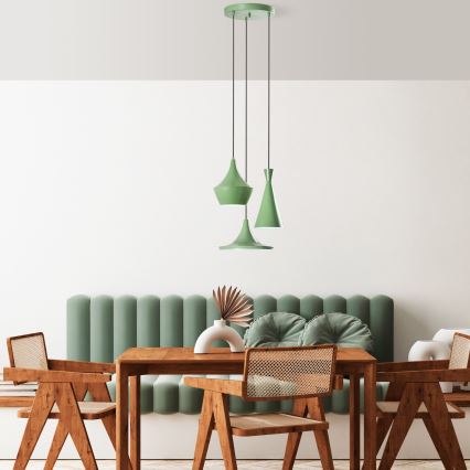 Κρεμαστό φωτιστικό σε καλώδιο TOM 3xE27/40W/230V πράσινο