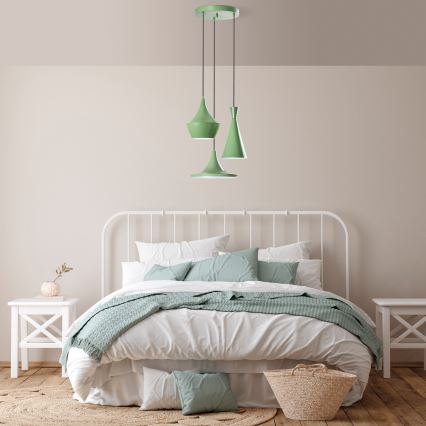 Κρεμαστό φωτιστικό σε καλώδιο TOM 3xE27/40W/230V πράσινο