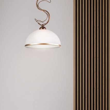 Κρεμαστό φωτιστικό σε ράβδο COBRA 1xE27/60W/230V Ø 46 cm μπρονζέ/πατίνα