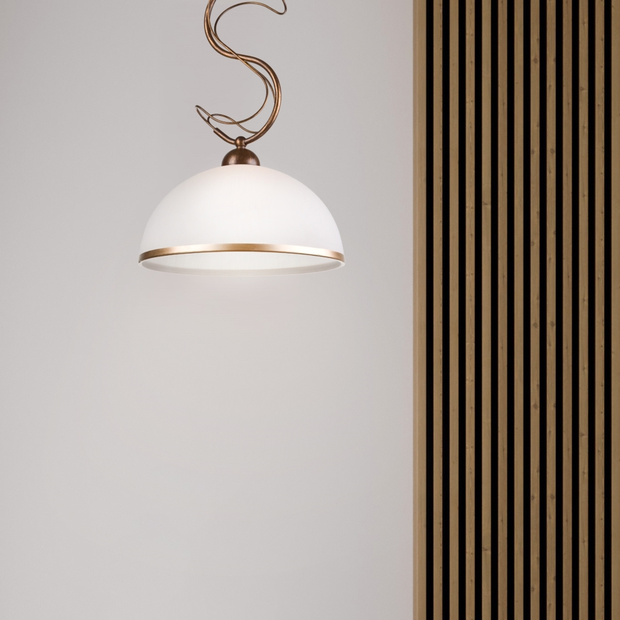 Κρεμαστό φωτιστικό σε ράβδο COBRA 1xE27/60W/230V Ø 46 cm μπρονζέ/πατίνα