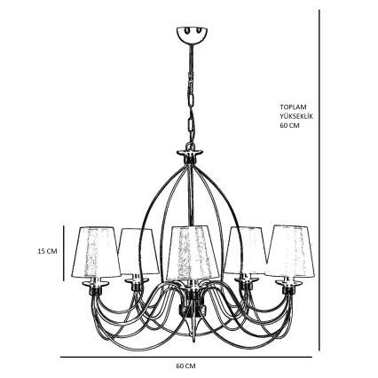Κρεμαστός πολυέλαιος CLASSIC 5xE14/40W/230V μπρονζέ/μπεζ