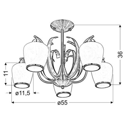 Κρεμαστός πολυέλαιος OPERA 5xE27/60W/230V