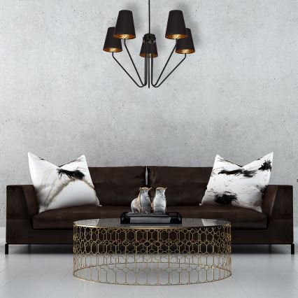 Κρεμαστός πολυέλαιος VICTORIA 5xE27/60W/230V μαύρο