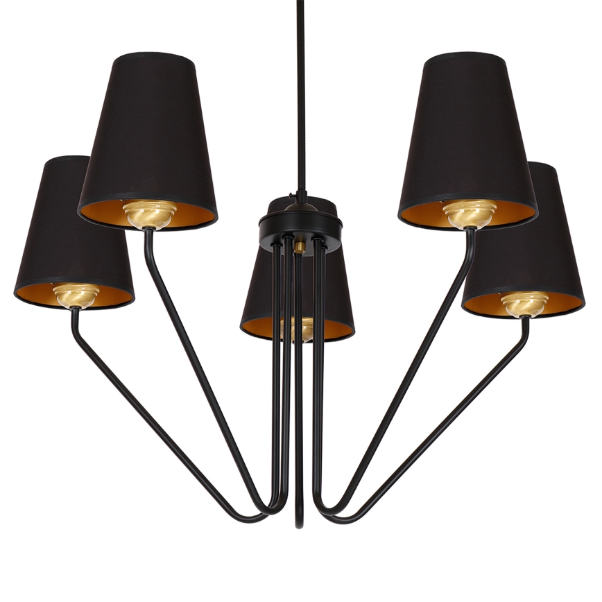Κρεμαστός πολυέλαιος VICTORIA 5xE27/60W/230V μαύρο