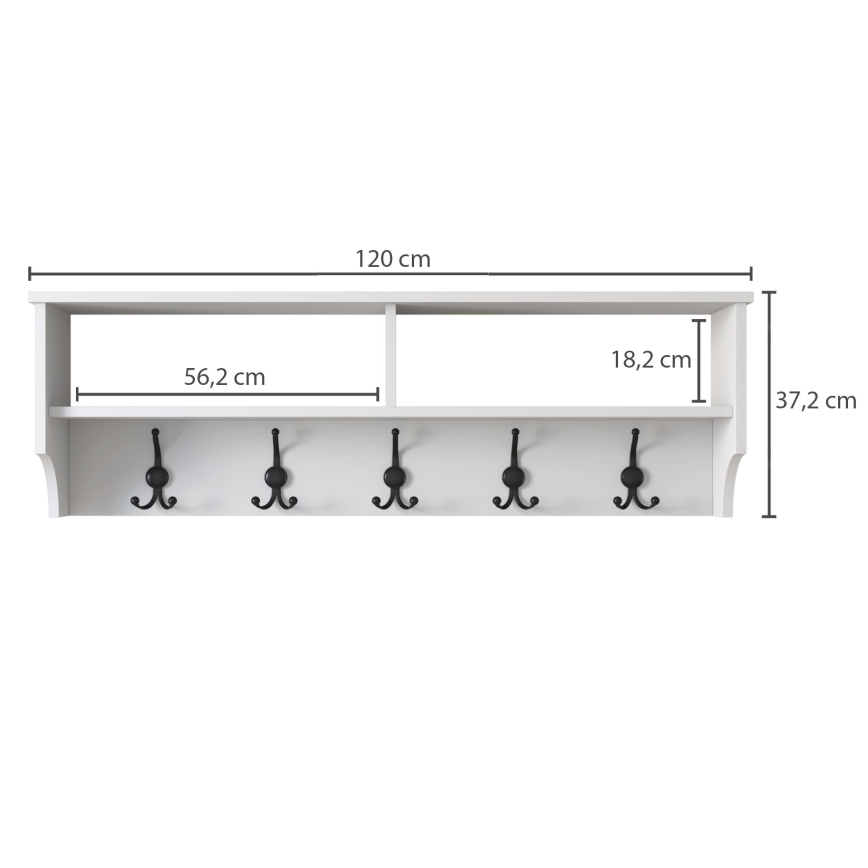 Κρεμάστρα τοίχου RANI 120x37,2 εκ. λευκή