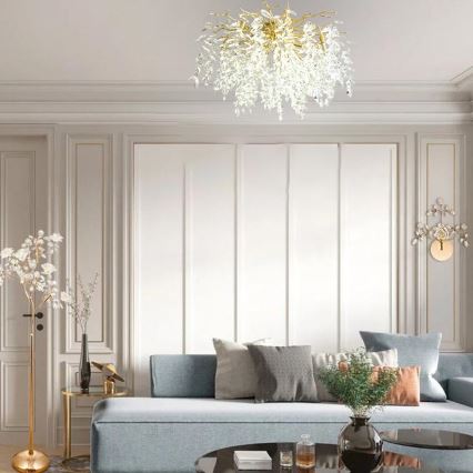 Κρυστάλλινη πλαφονιέρα οροφής 12xG9/40W/230V χρυσαφί