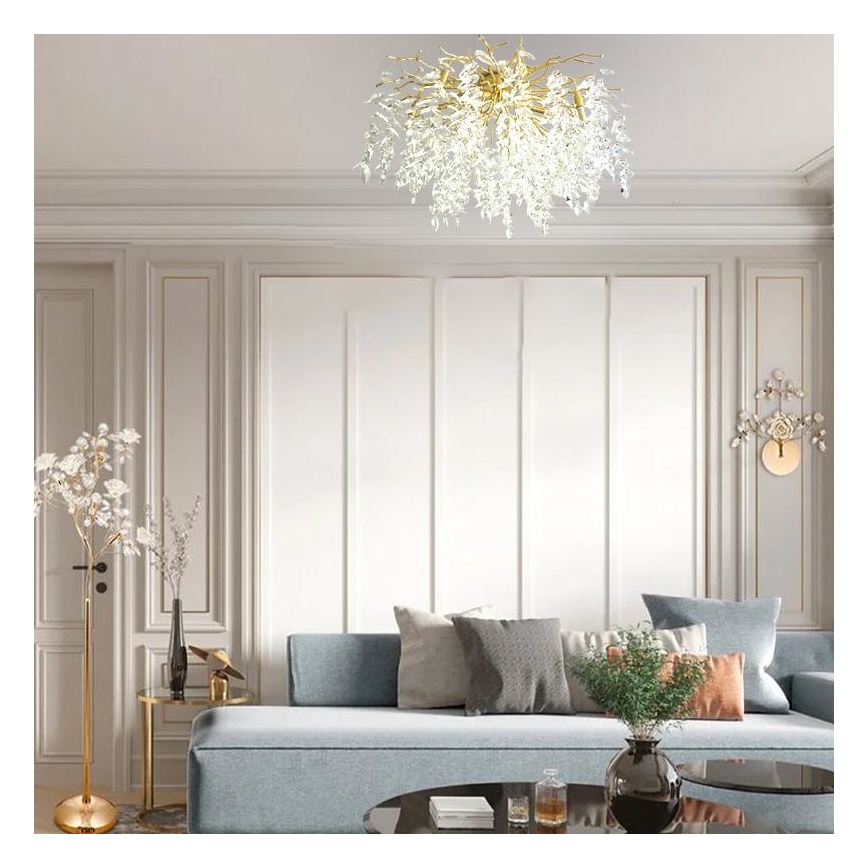 Κρυστάλλινη πλαφονιέρα οροφής 12xG9/40W/230V χρυσαφί
