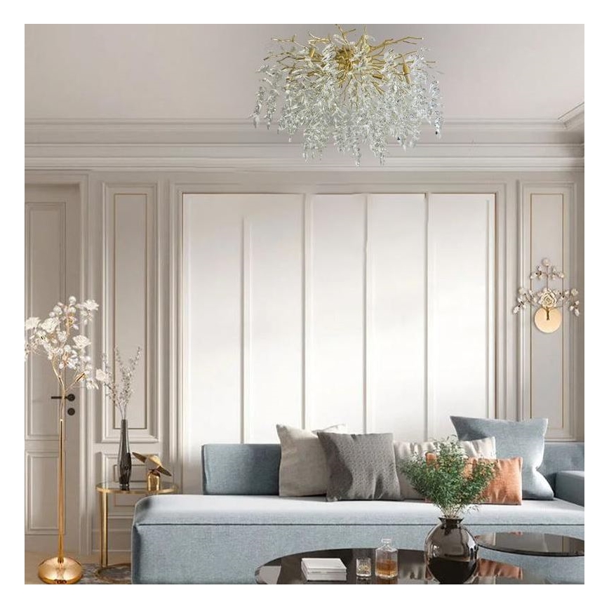 Κρυστάλλινη πλαφονιέρα οροφής 12xG9/40W/230V χρυσαφί