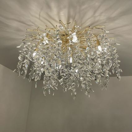 Κρυστάλλινη πλαφονιέρα οροφής 12xG9/40W/230V χρυσαφί