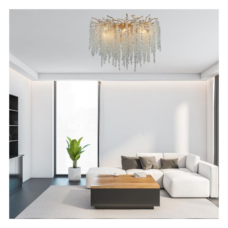 Κρυστάλλινη πλαφονιέρα οροφής 12xG9/40W/230V χρυσαφί