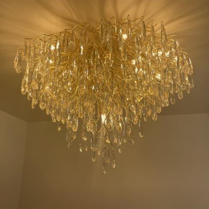 Κρυστάλλινη πλαφονιέρα οροφής 12xG9/40W/230V χρυσαφί