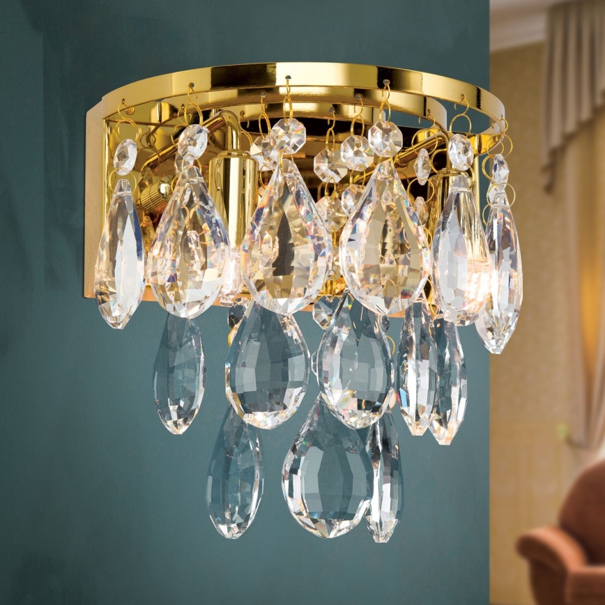 Κρυστάλλινο επιτοίχιο φωτιστικό CELESTE 2xG9/40W/230V χρυσό