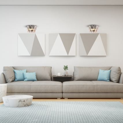 Κρυστάλλινο επιτοίχιο φωτιστικό CHELSEA 2xE14/40W/230V γυαλιστερό χρώμιο