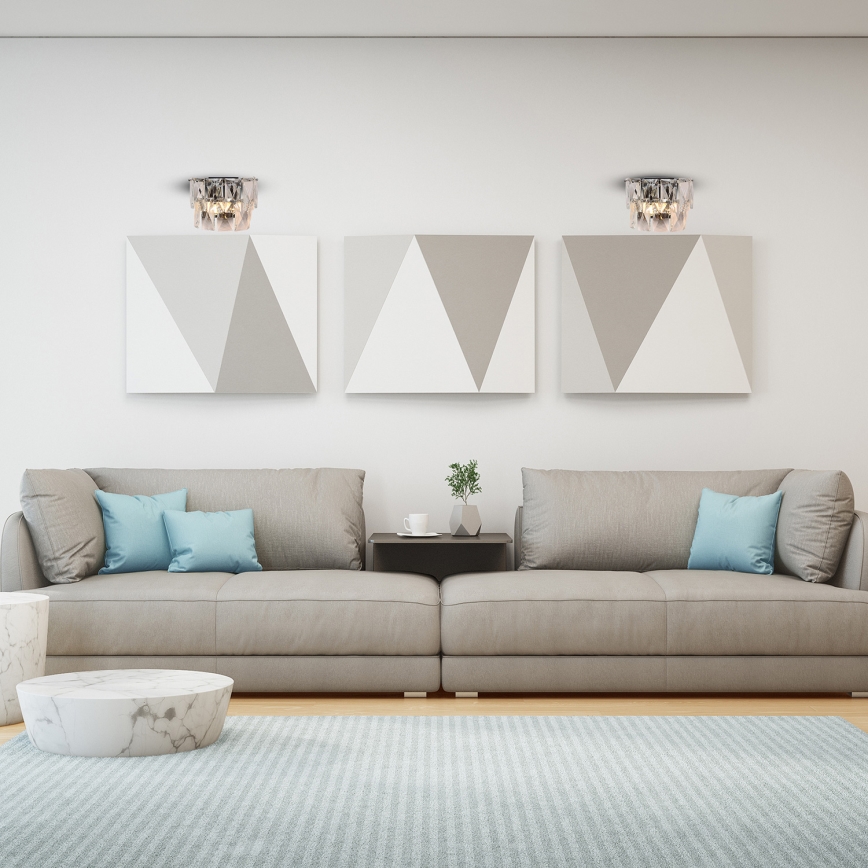 Κρυστάλλινο επιτοίχιο φωτιστικό CHELSEA 2xE14/40W/230V γυαλιστερό χρώμιο