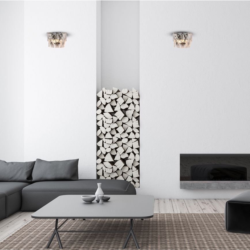 Κρυστάλλινο επιτοίχιο φωτιστικό CHELSEA 2xE14/40W/230V γυαλιστερό χρώμιο