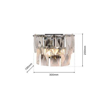 Κρυστάλλινο επιτοίχιο φωτιστικό CHELSEA 2xE14/40W/230V γυαλιστερό χρώμιο