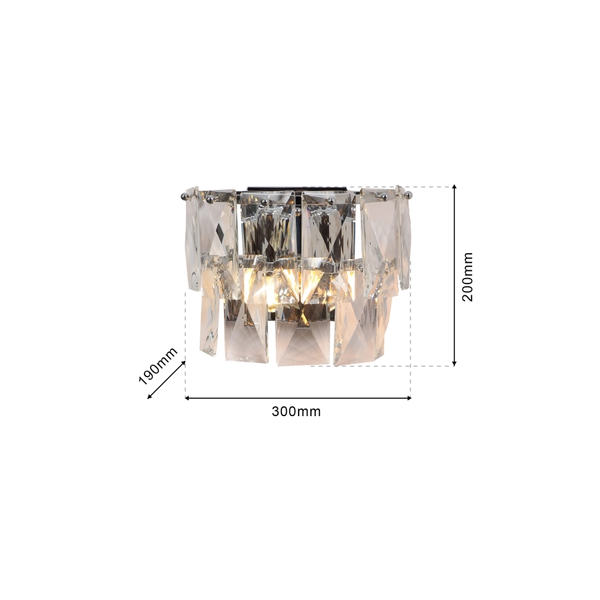 Κρυστάλλινο επιτοίχιο φωτιστικό CHELSEA 2xE14/40W/230V γυαλιστερό χρώμιο
