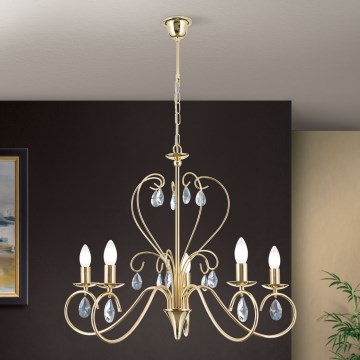 Κρυστάλλινο πολύφωτο με αλυσίδα ALESSIA 5xE14/40W/230V χρυσό