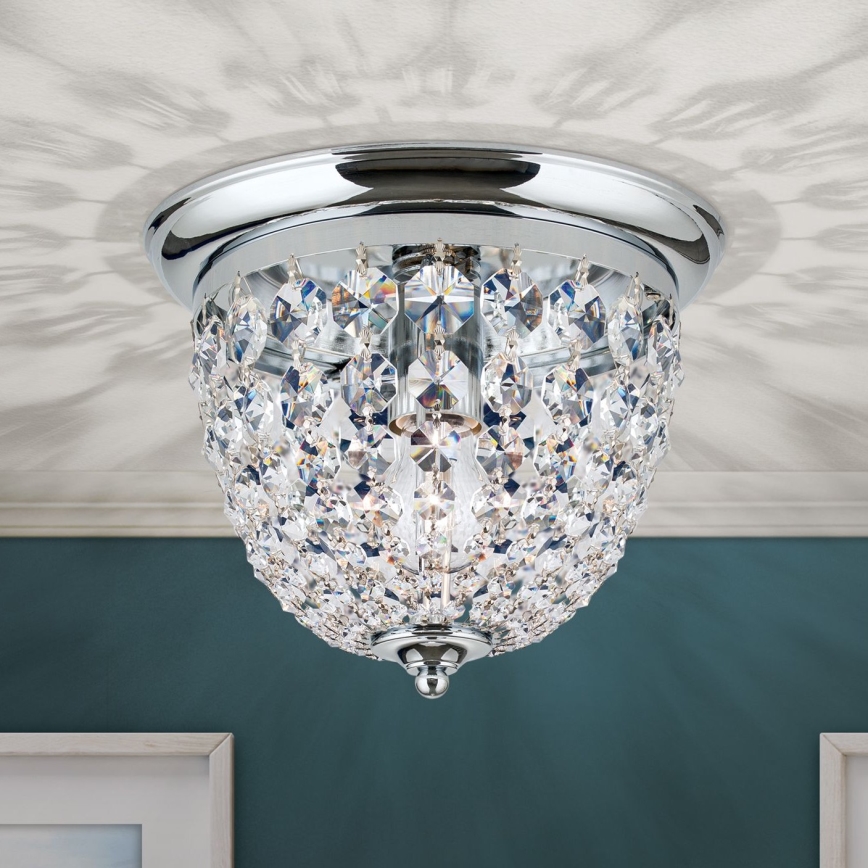 Κρυστάλλινο φωτιστικό οροφής PLAFOND 1xE27/40W/230V διάμετρος 26 cm γυαλιστερό χρώμιο