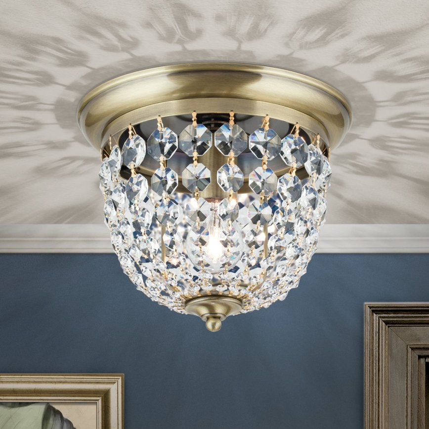 Κρυστάλλινο φωτιστικό οροφής PLAFOND 1xE27/40W/230V διάμετρος 26 cm μπρονζέ