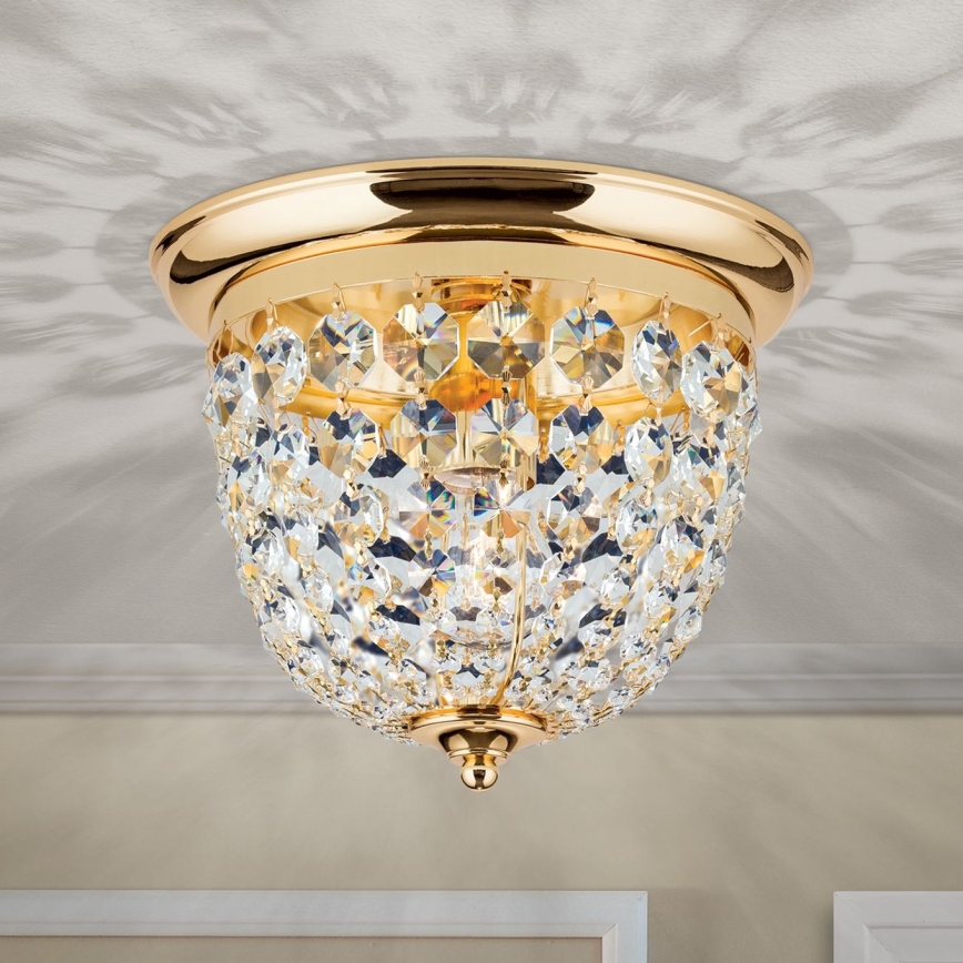 Κρυστάλλινο φωτιστικό οροφής PLAFOND 1xE27/40W/230V διάμετρος 26 cm χρυσό