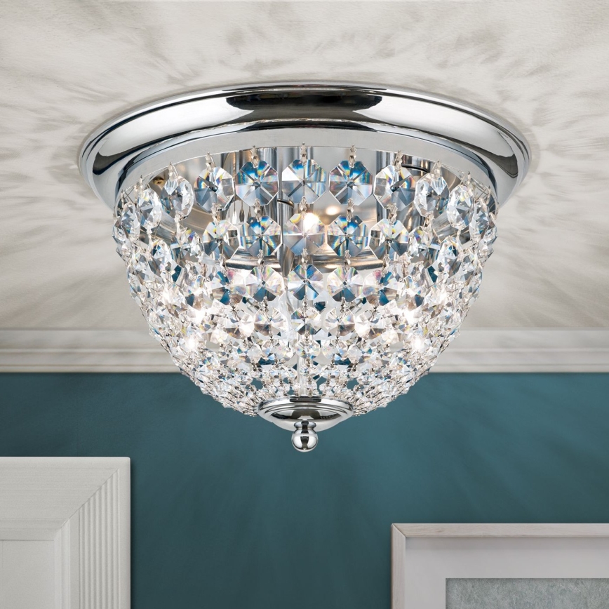 Κρυστάλλινο φωτιστικό οροφής PLAFOND 3xE27/40W/230V διάμετρος 35 cm γυαλιστερό χρώμιο