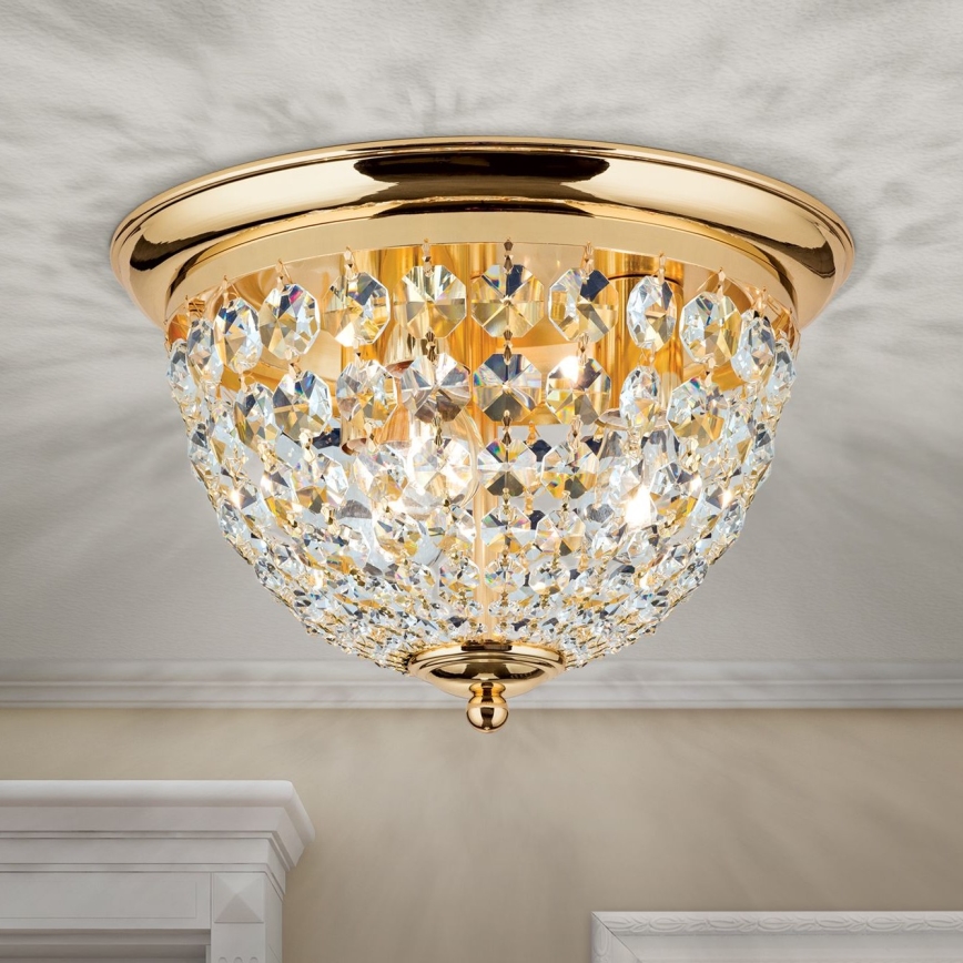 Κρυστάλλινο φωτιστικό οροφής PLAFOND 3xE27/40W/230V διάμετρος 35 cm χρυσό