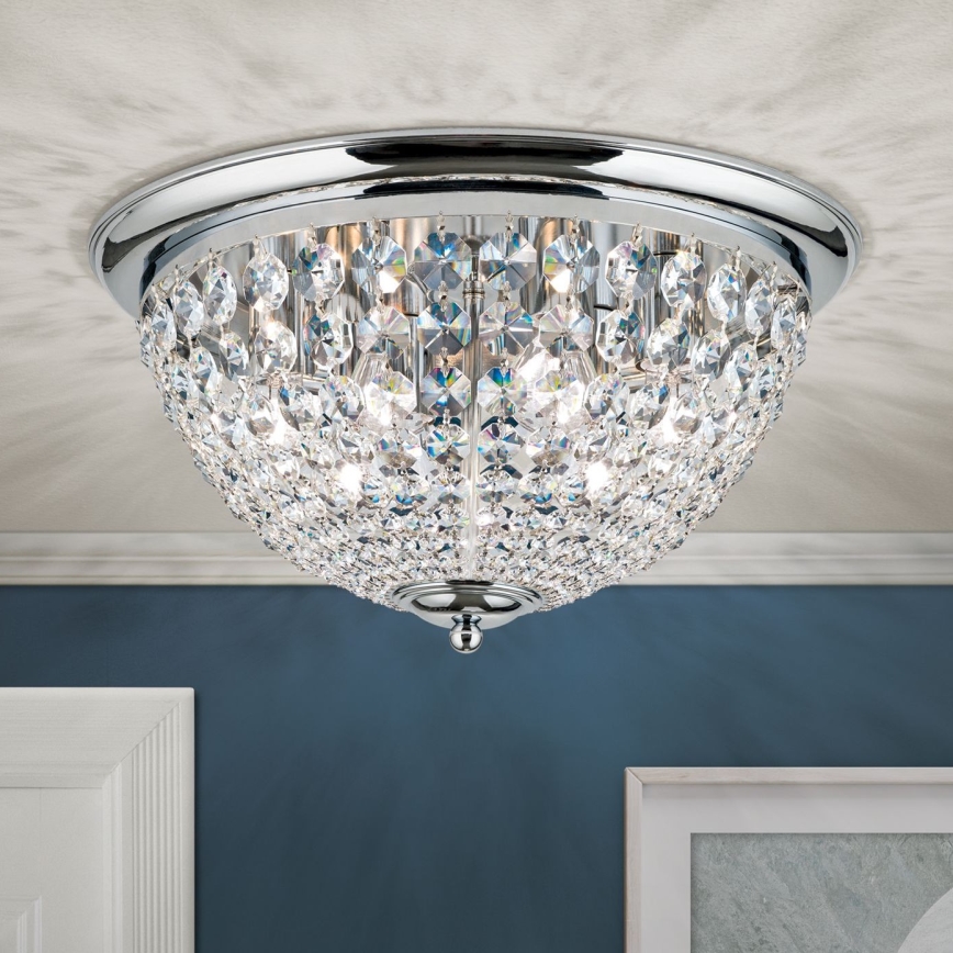 Κρυστάλλινο φωτιστικό οροφής PLAFOND 6xE27/40W/230V διάμετρος 47 cm γυαλιστερό χρώμιο