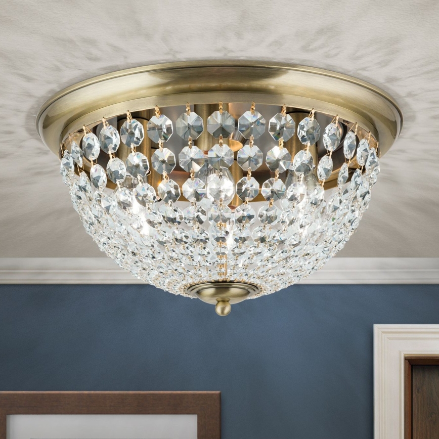 Κρυστάλλινο φωτιστικό οροφής PLAFOND 6xE27/40W/230V διάμετρος 47 cm μπρονζέ