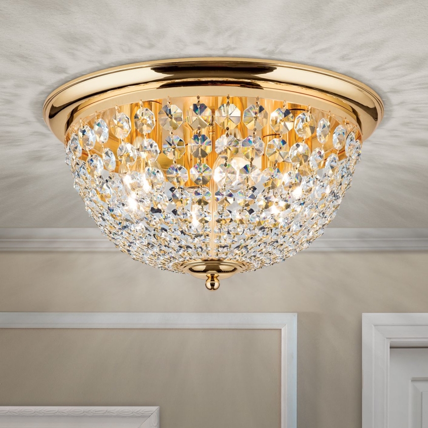 Κρυστάλλινο φωτιστικό οροφής PLAFOND 6xE27/40W/230V διάμετρος 47 cm χρυσό