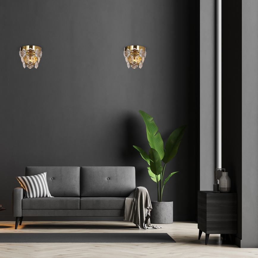 Κρυστάλλινο φωτιστικό τοίχου GRACE 2xE14/40W/230V χρυσό