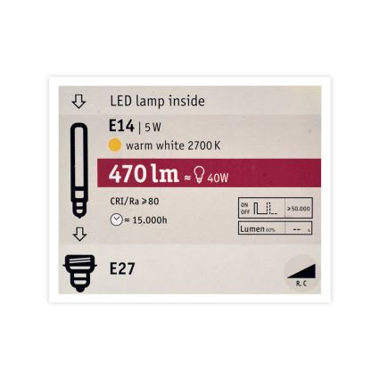 Λάμπα Dimmer LED MOSAIC G125 E27/5W/230V 2700K - Paulmann 28750