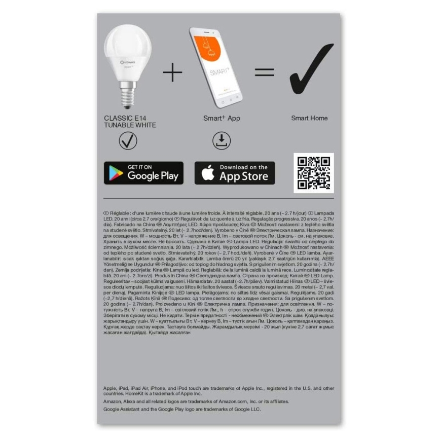Λάμπα Dimmer LED SMART+ E14/5W/230V 2700K-6500K Wi-Fi - Ledvance