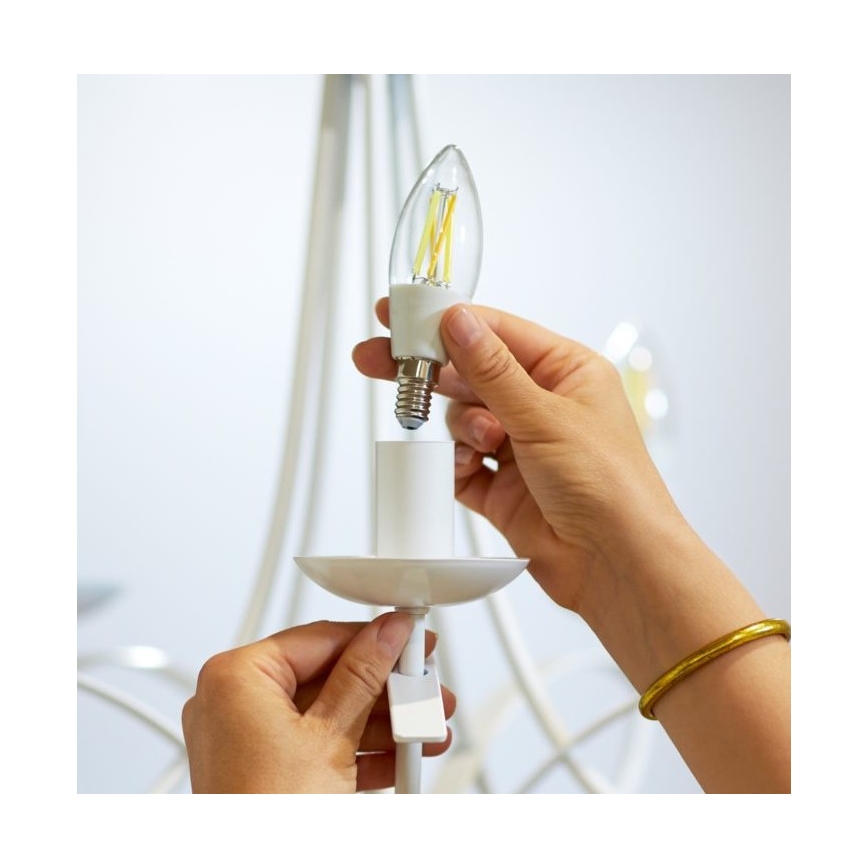 Λάμπα LED Dimmable FILAMENT C35 E14/4,9W/230V 2700-6500K CRI 90 Wi-Fi - WiZ