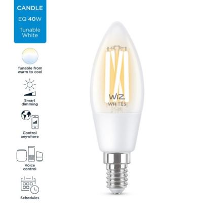 Λάμπα LED Dimmable FILAMENT C35 E14/4,9W/230V 2700-6500K CRI 90 Wi-Fi - WiZ