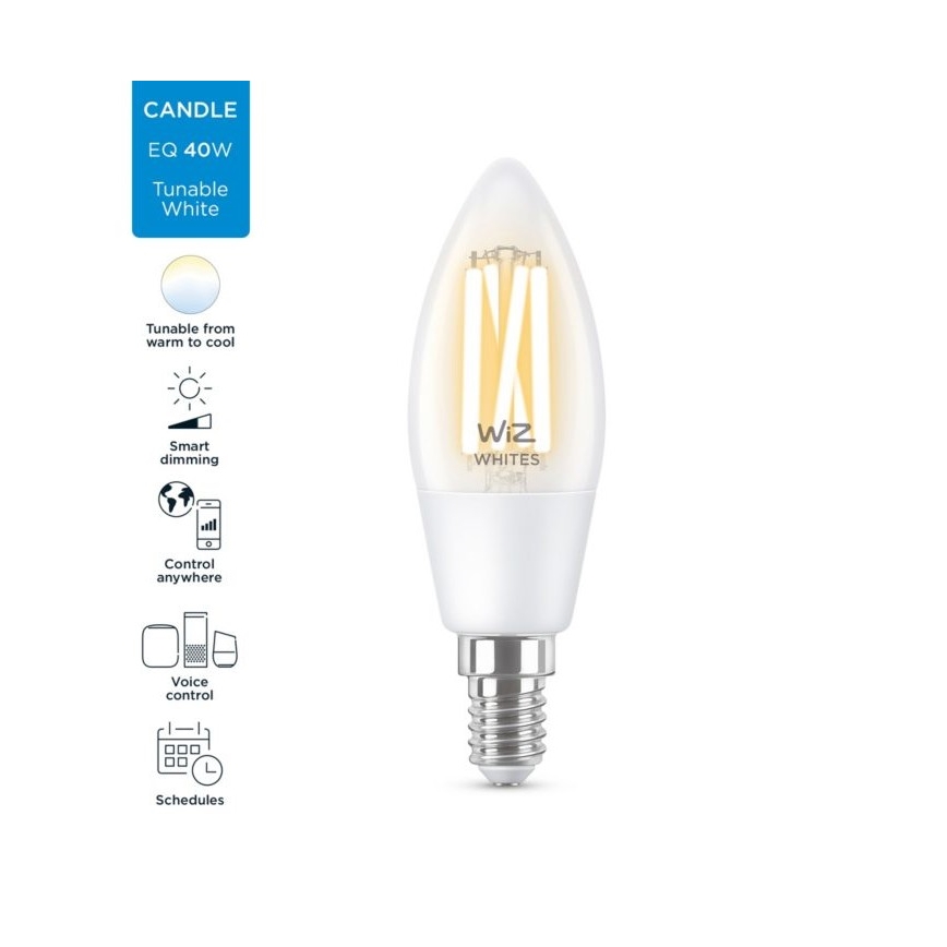 Λάμπα LED Dimmable FILAMENT C35 E14/4,9W/230V 2700-6500K CRI 90 Wi-Fi - WiZ