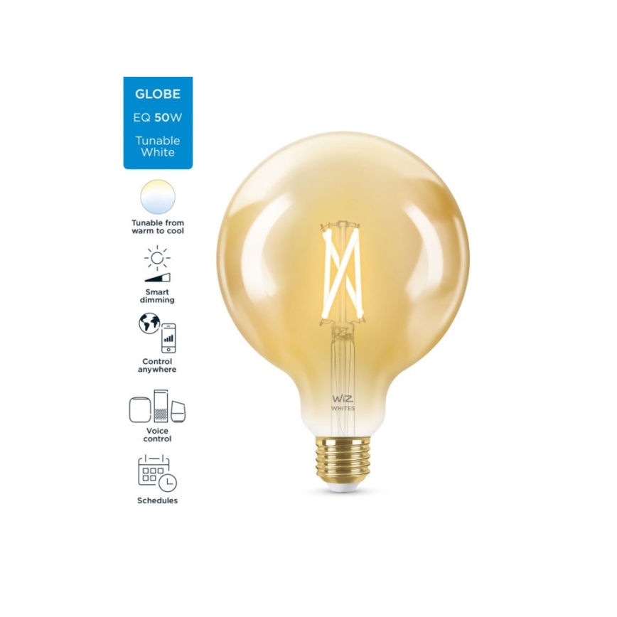 Λάμπα LED Dimmable VINTAGE FILAMENT G125 E27/6,7W/230V 2000-5000K CRI 90 Wi-Fi - WiZ