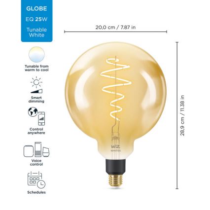 Λάμπα LED Dimmable VINTAGE FILAMENT G200 E27/6W/230V 2000-5000K CRI 90 Wi-Fi - WiZ