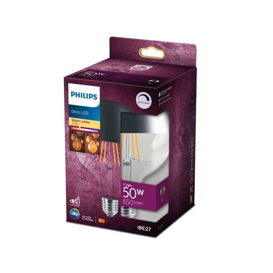 Λάμπα LED Dimmable ανεστραμμένου καθρέπτη DECO Philips G125 E27/7,2W/230V 2700K