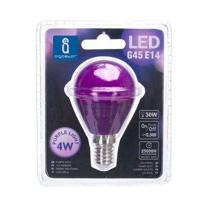 Λάμπα LED G45 E14/4W/230V μοβ - Aigostar