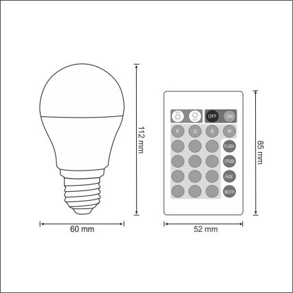 Λάμπα LED RGB E27/6W/230V με δυνατότητα ντιμαρίσματος 3000K