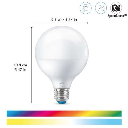 Λάμπα  LED RGB ντιμαριζόμενη G95 E27/11W/230V 2200-6500K Wi-Fi - WiZ