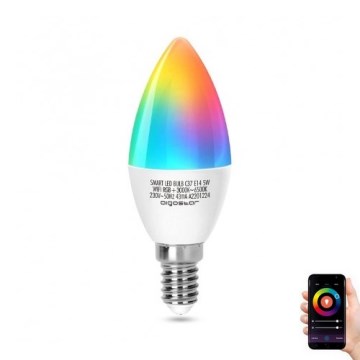 Λάμπα LED RGBW Dimmable C37 E14/5W/230V 3000-6500K Wi-Fi - Aigostar