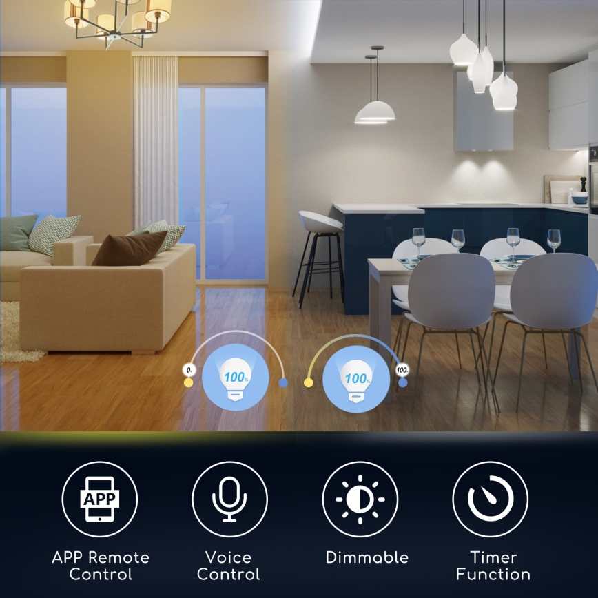 Λάμπα LED RGBW Dimmable C37 E27/5W/230V 3000-6500K Wi-Fi - Aigostar