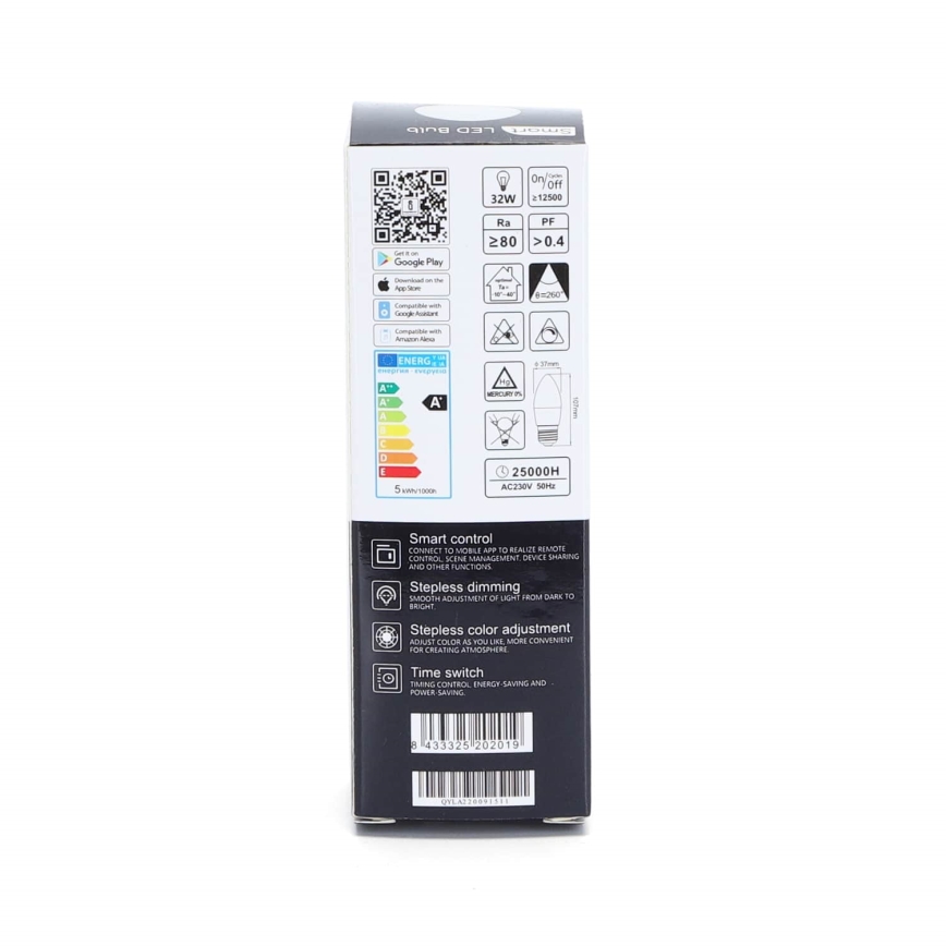 Λάμπα LED RGBW Dimmable C37 E27/5W/230V 3000-6500K Wi-Fi - Aigostar