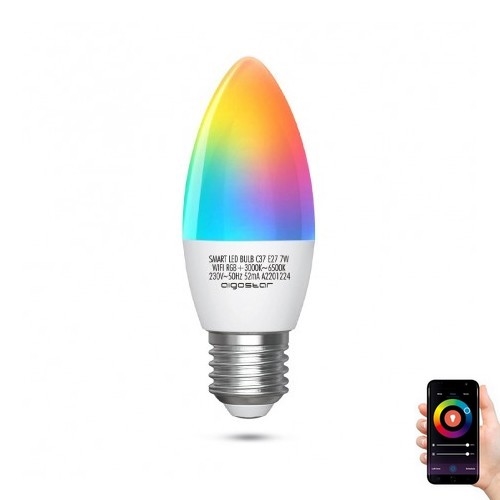 Λάμπα LED RGBW Dimmable C37 E27/7W/230V 3000-6500K Wi-Fi - Aigostar
