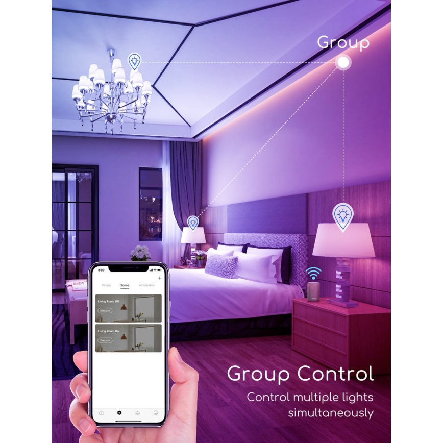 Λάμπα LED RGBW Dimmable C37 E27/7W/230V 3000-6500K Wi-Fi - Aigostar