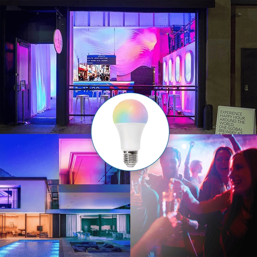 Λάμπα LED RGBW Dimmable E27/8W/230V 3000K + τηλεχειριστήριο - Aigostar