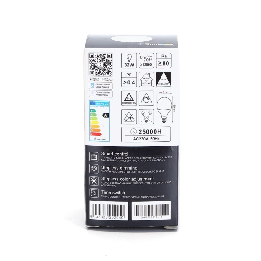 Λάμπα LED RGBW Dimmable G45 E14/5W/230V 3000-6500K Wi-Fi - Aigostar