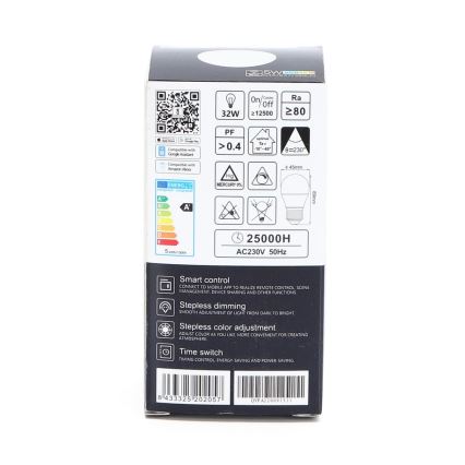 Λάμπα LED RGBW Dimmable G45 E27/5W/230V 3000-6500K Wi-Fi - Aigostar